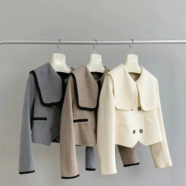 【井施】 海军领时尚气质双面大衣  8351