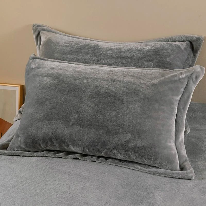 r牛奶绒枕套一对装单个绒面枕头套珊瑚绒法兰绒冬季加绒48cmx74cm