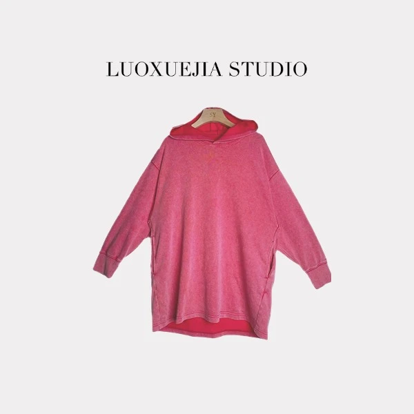LXJ24365「尼斯周末」复古怀旧洗水做旧连帽卫衣