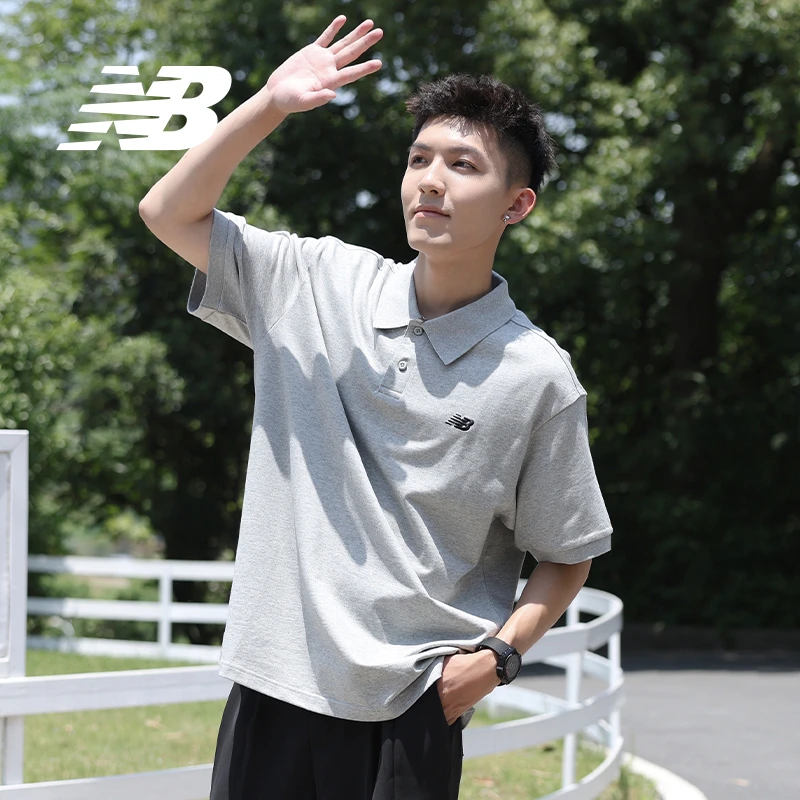 New Balance运动polo衫男生短袖t恤潮牌美式高街短袖衫男NFE21011