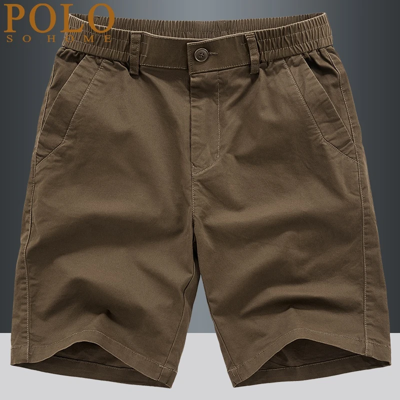 保罗夏季新款休闲短裤男宽松弹力薄款松紧腰舒适简约大码五分裤潮