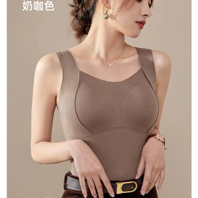 【韩紫朵】秋冬保暖洋气一体式防走光内搭上衣新品背心显瘦6636