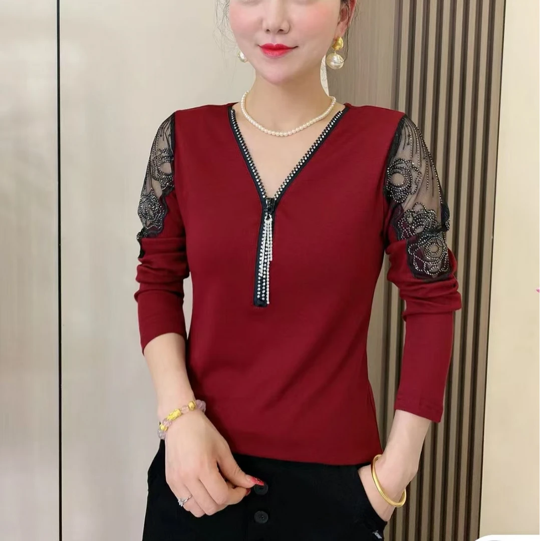 【韩紫朵 】2024秋季新品气质V领洋气时尚长袖修身显瘦6900