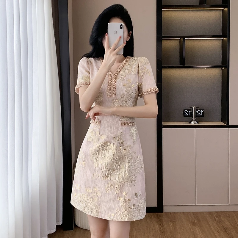 法式正式场合连衣裙2024夏季新款女装气质显瘦高端轻奢高级感裙子
