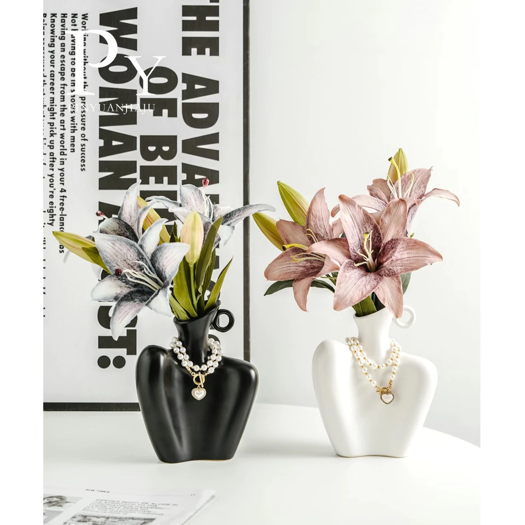 高级感创意人体造型艺术花瓶客厅插花花器家居酒柜装饰品小众摆件