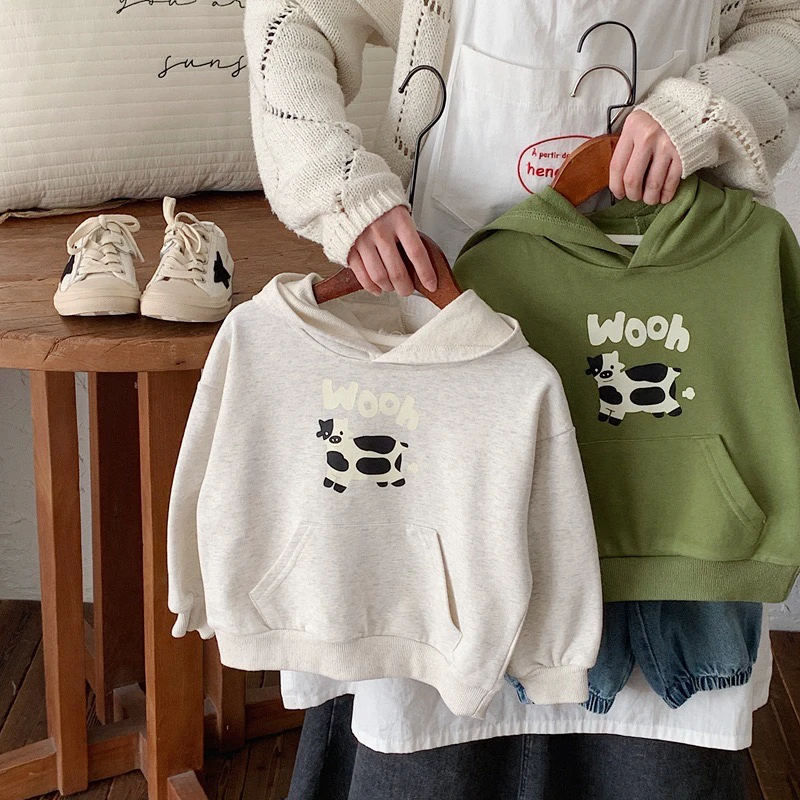 Chin俏皮奶牛·儿童连帽卫衣2024新款宝宝卡通上衣可爱中性帽衫男