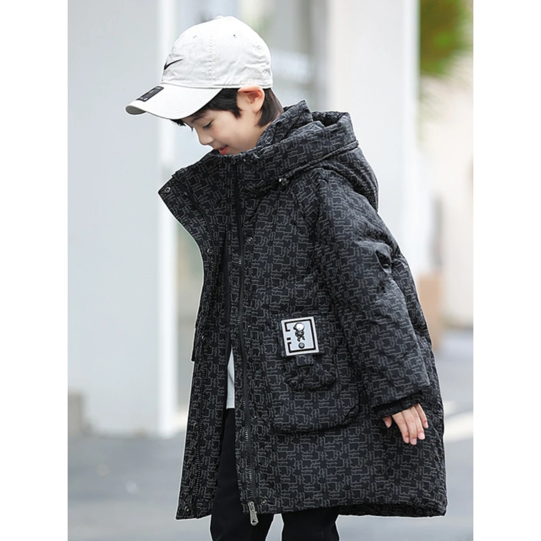 巴拉巴拉儿童羽绒服男童中长款2023新款洋气学生中大童冬装加厚