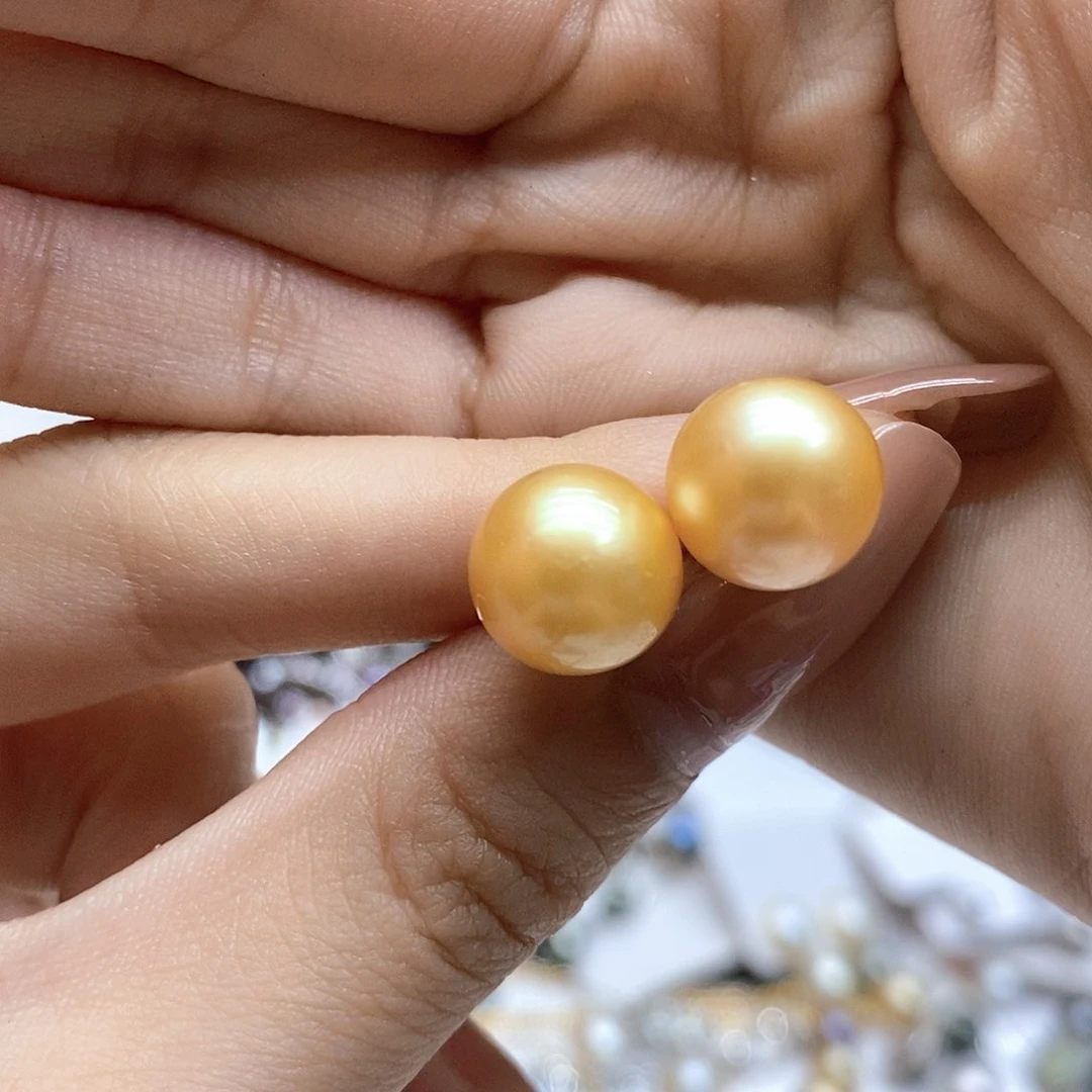 海水珍珠耳饰银S925镶嵌