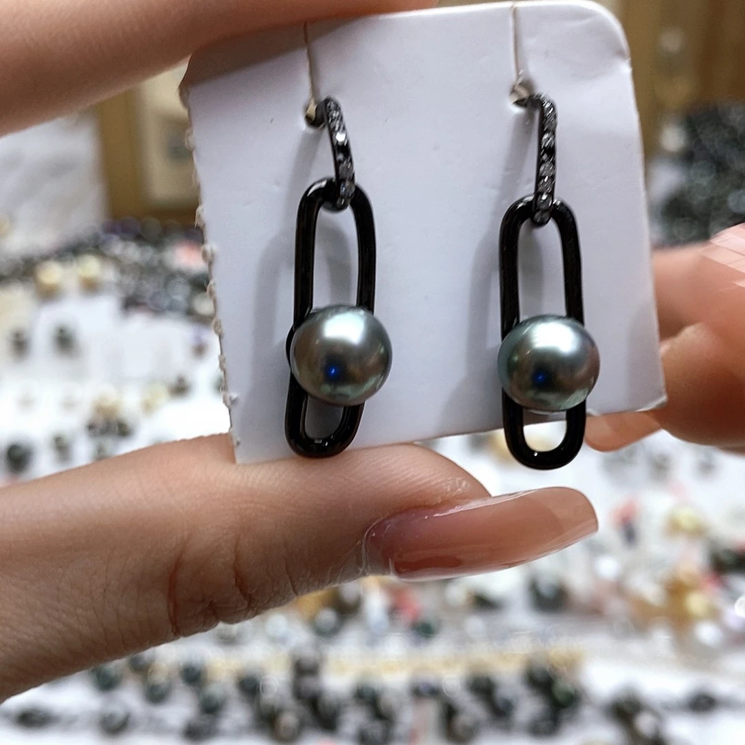 海水珍珠耳饰银S925镶嵌