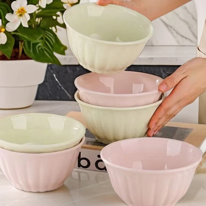 瓷县令INS风雅枫5英寸碗8只家用陶瓷饭碗面碗混合装耐高温情侣