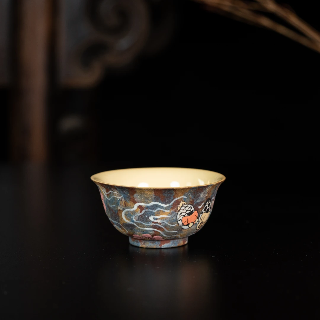 平生山隐 兰寿金鱼碗杯100cc 瓷器茶周边茶具
