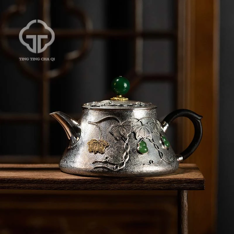 山霁无岚 础瓢（葫芦）  189cc 家用茶具银壶