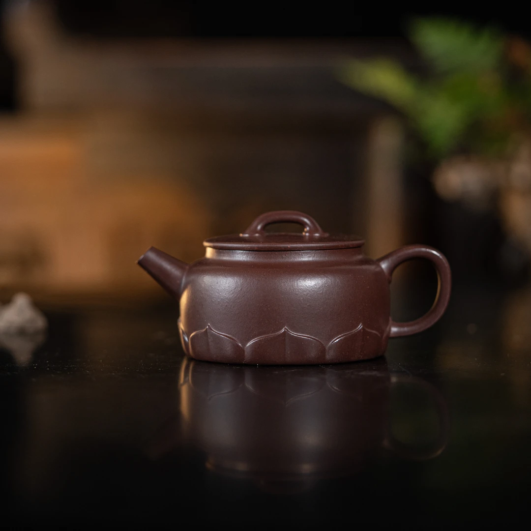 合仲 薄胎佛莲 紫泥 165cc 家用紫砂茶壶