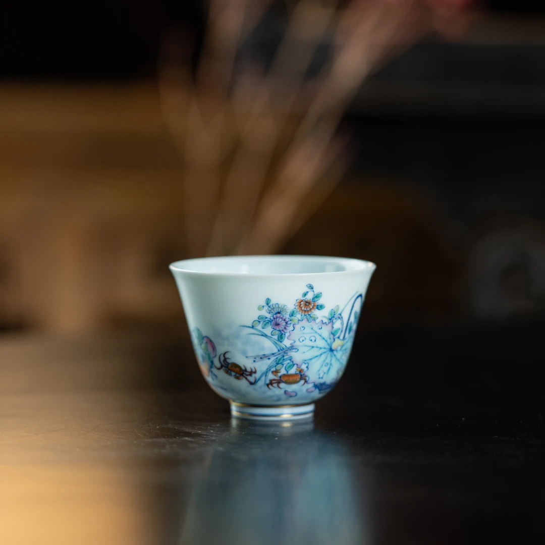 冉月观隐 斗彩清供杯 70cc 瓷器茶周边