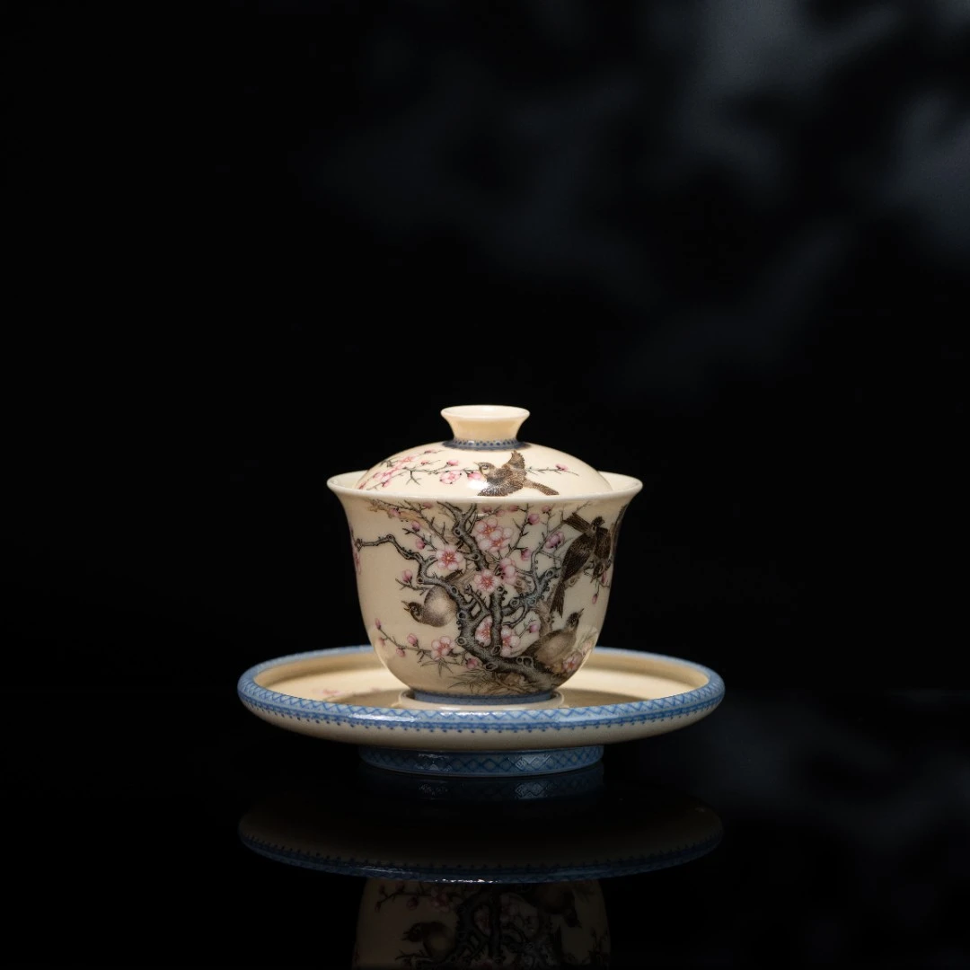 溢珍堂 喜上眉梢三才盖碗 145cc 瓷器茶周边茶具