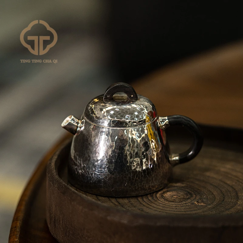 预售珽珽茶器 山霁无岚 炮口石瓢壶 100cc 家用泡茶茶具银壶