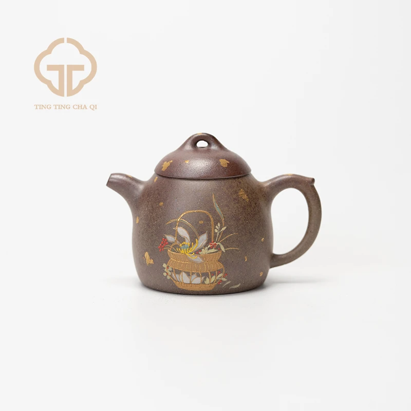 【双十一专属】【玉呈窑】小秦权（兰花）周华强制 柴烧 80cc 紫砂壶