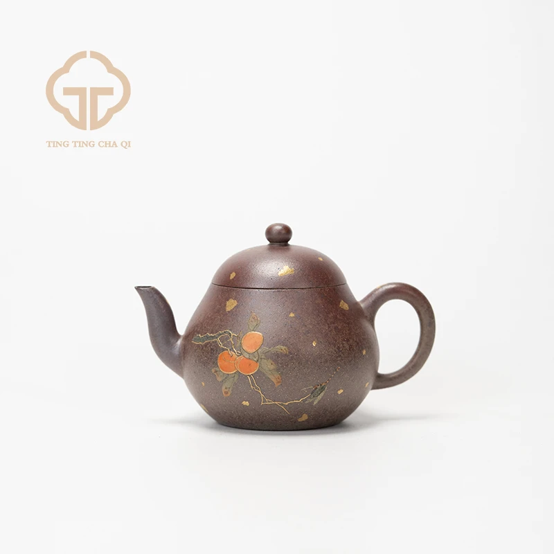 【玉呈窑】梨形（柿柿如意）周华强制 柴烧180cc 紫砂壶家用茶具