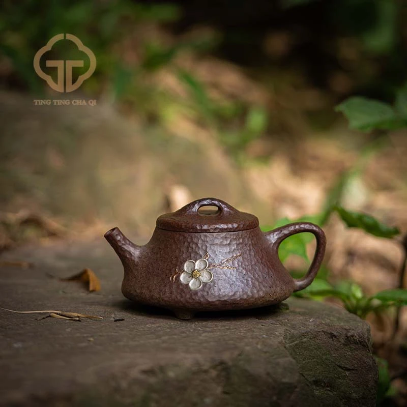 【锤纹系列】锤纹亦瓢（银梅）周华强制 柴烧135cc 紫砂壶家用茶具