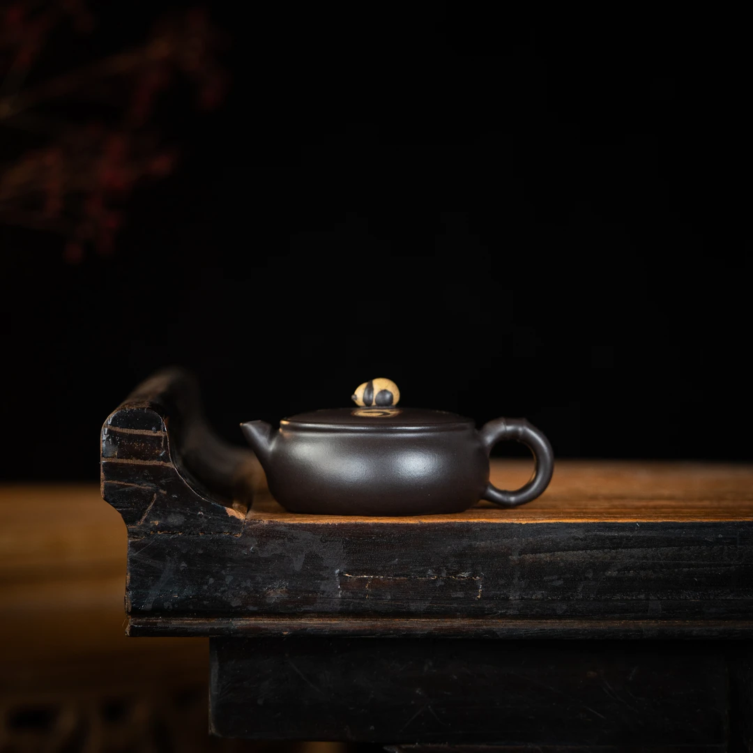 【福宝】熊猫一 范陶琦制 紫茄泥 绞泥115cc 家用紫砂壶