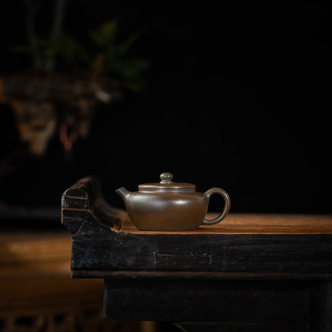 【前墅龙窑】平盖扁晨 段泥 120cc 家用紫砂壶