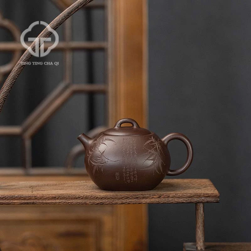 哲园 文竹四方 林曼曼制 老紫泥 160cc 紫砂壶