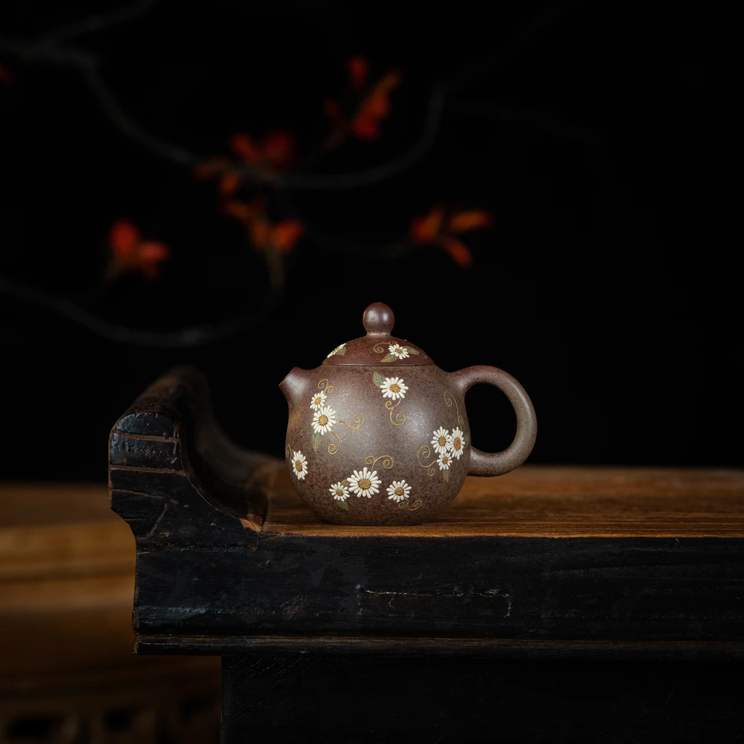 【玉呈窑】龙蛋（小雏菊）周华强制 柴烧 130cc 家用紫砂壶