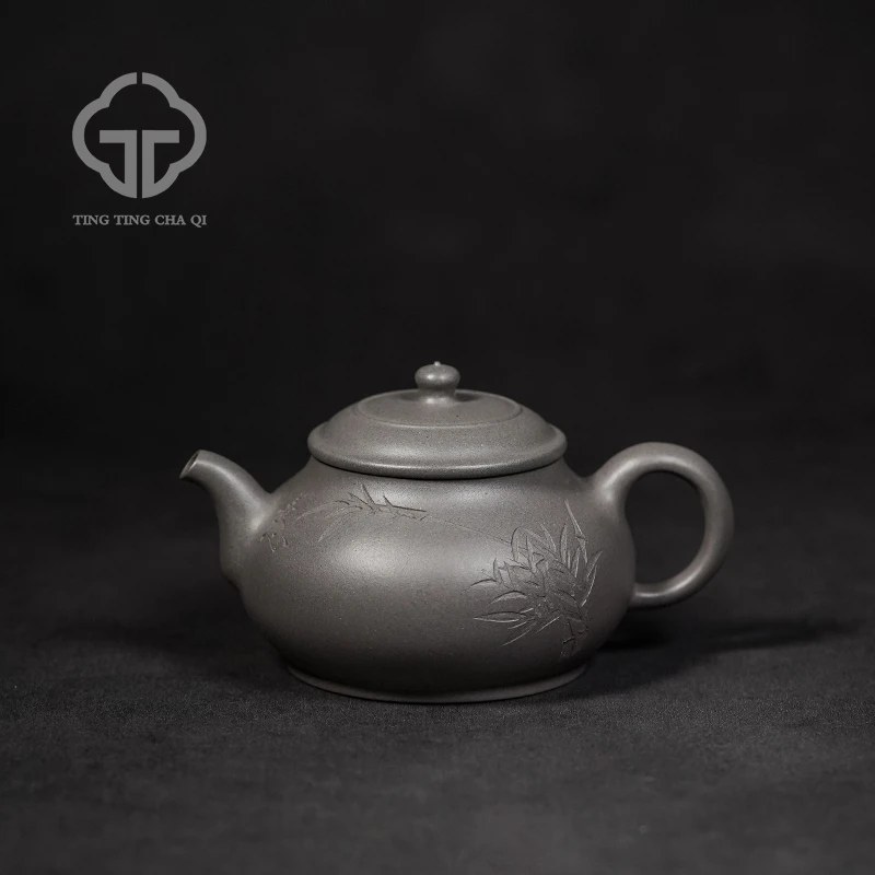 【珽仓破价】上腰线矮潘壶 王耀民制 青灰泥 210cc 家用紫砂壶