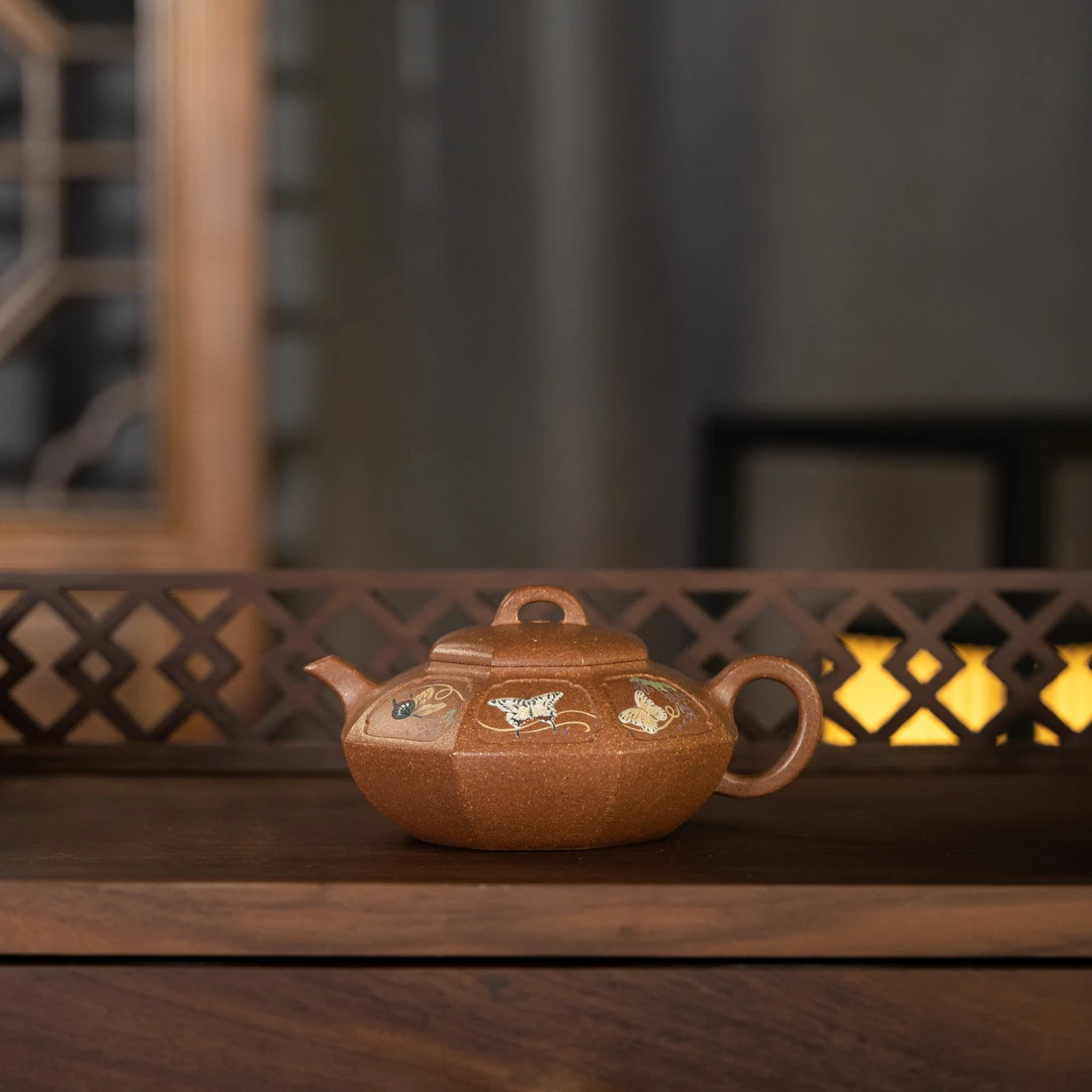 八面玲珑 王涛制 冷黄金段 155cc 家用紫砂壶