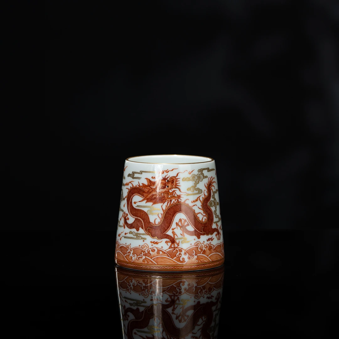 溢珍堂 双龙戏珠竹筒杯225cc 瓷器茶周边