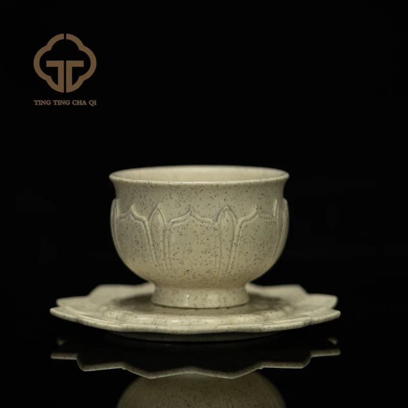 【平生山隐】莲花杯碟套组 白段 90cc 紫砂杯茶具套组