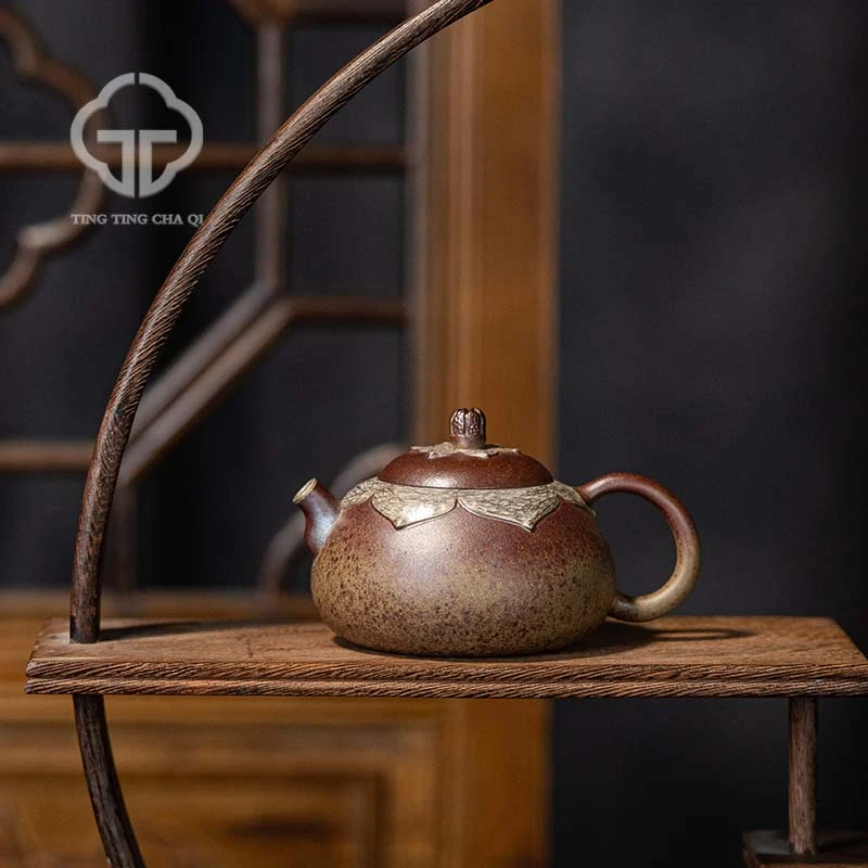 【玉呈窑】无相系列·银莲憨瓢 周莉制 柴烧 148cc 紫砂壶家用