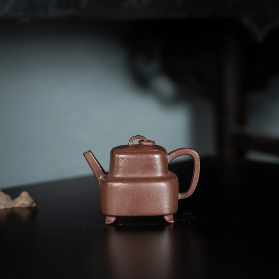 【盛丰源】相如缶 玫红底槽清160cc 紫砂壶