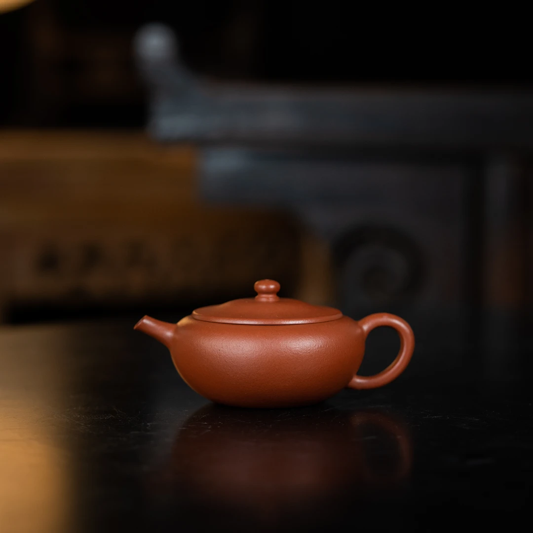 孟臣笠盖 陈洁制 老朱砂 140cc 紫砂壶