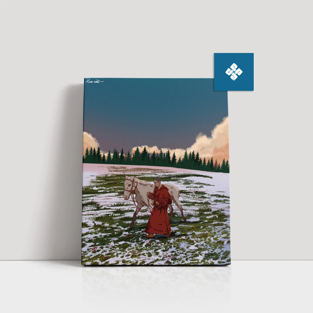 PUREVNEW原创《小僧人》系列油画布装饰品礼物玄关家居潮流民族风