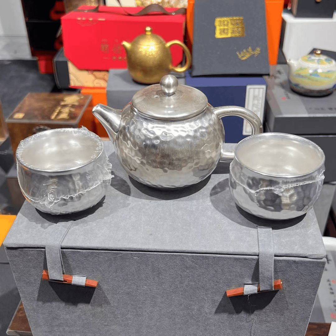 锤纹古法茶器 泡茶壶家用高端茶具泡茶壶S02009+S02008*2