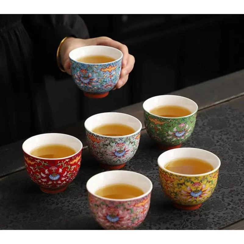 茶杯陶瓷六件套珐琅彩茶杯A0442