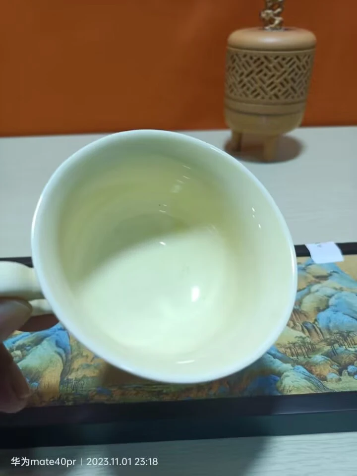 德化陶瓷黄色带把手主人杯K002