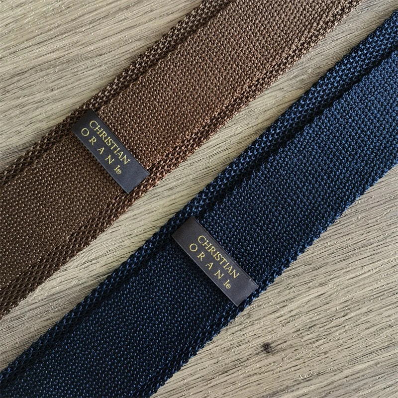 日系男士真丝正装商务棕色轻奢针织平头桑蚕丝6公分手打领带百搭