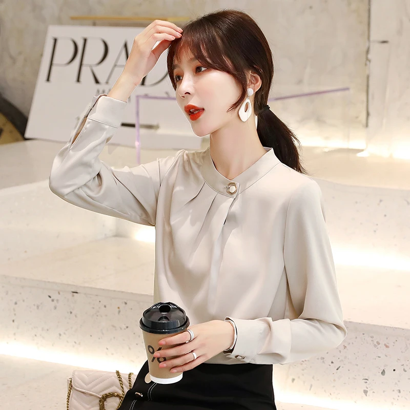 春秋女士雪纺衬衫职业女装2025年新款高级感缎面通勤气质长袖衬衣