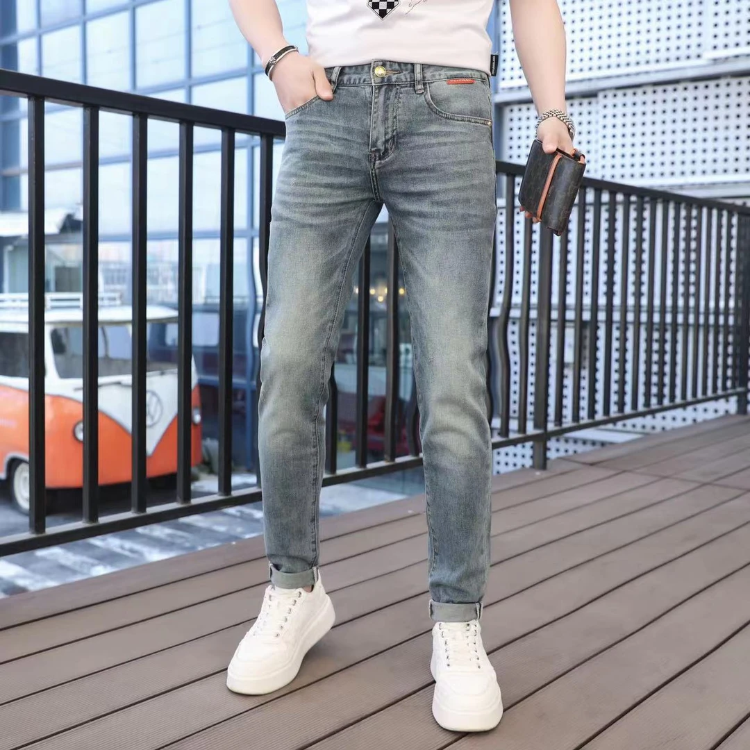 【WMH名品】男装水洗直筒休闲牛仔裤