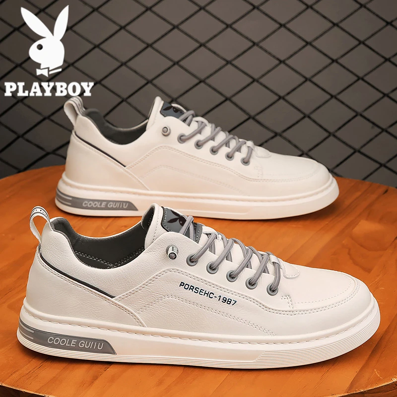 PLAYBOY男鞋秋冬季透气男士休闲防磨耐滑运动白鞋时尚休闲男鞋