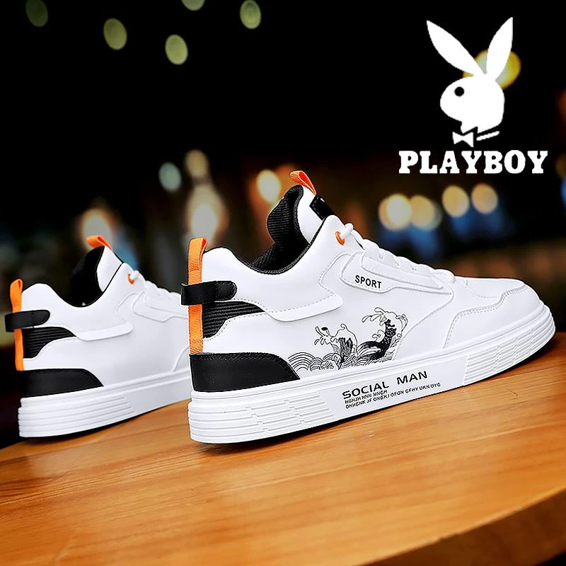 PLAYBOY男鞋秋季小众设计青少年平板鞋男款百搭休闲运动小白潮鞋