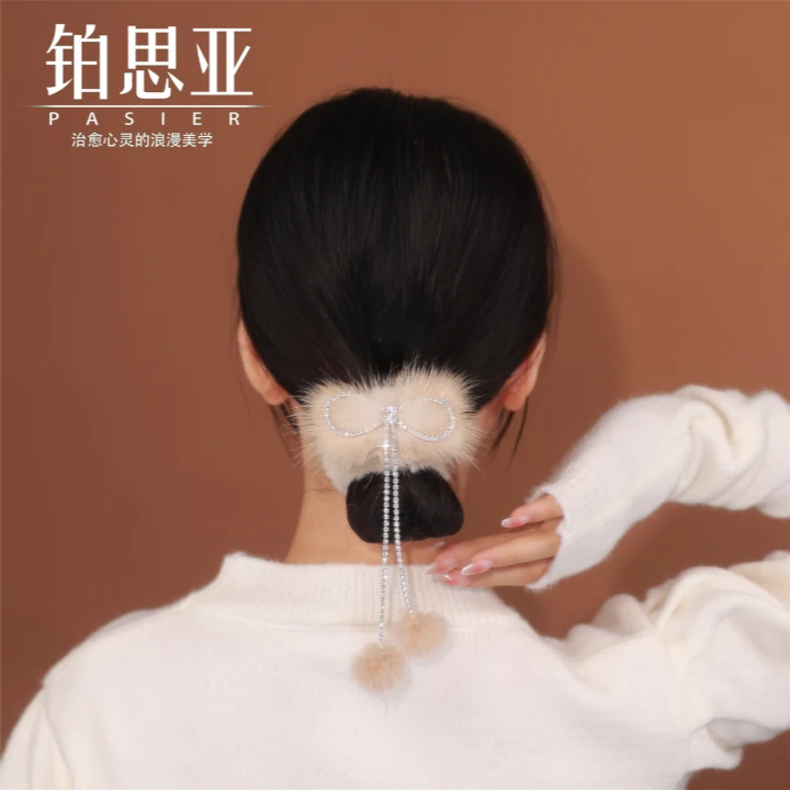 铂思亚毛绒优雅发圈浪漫轻奢气质时尚FS1439