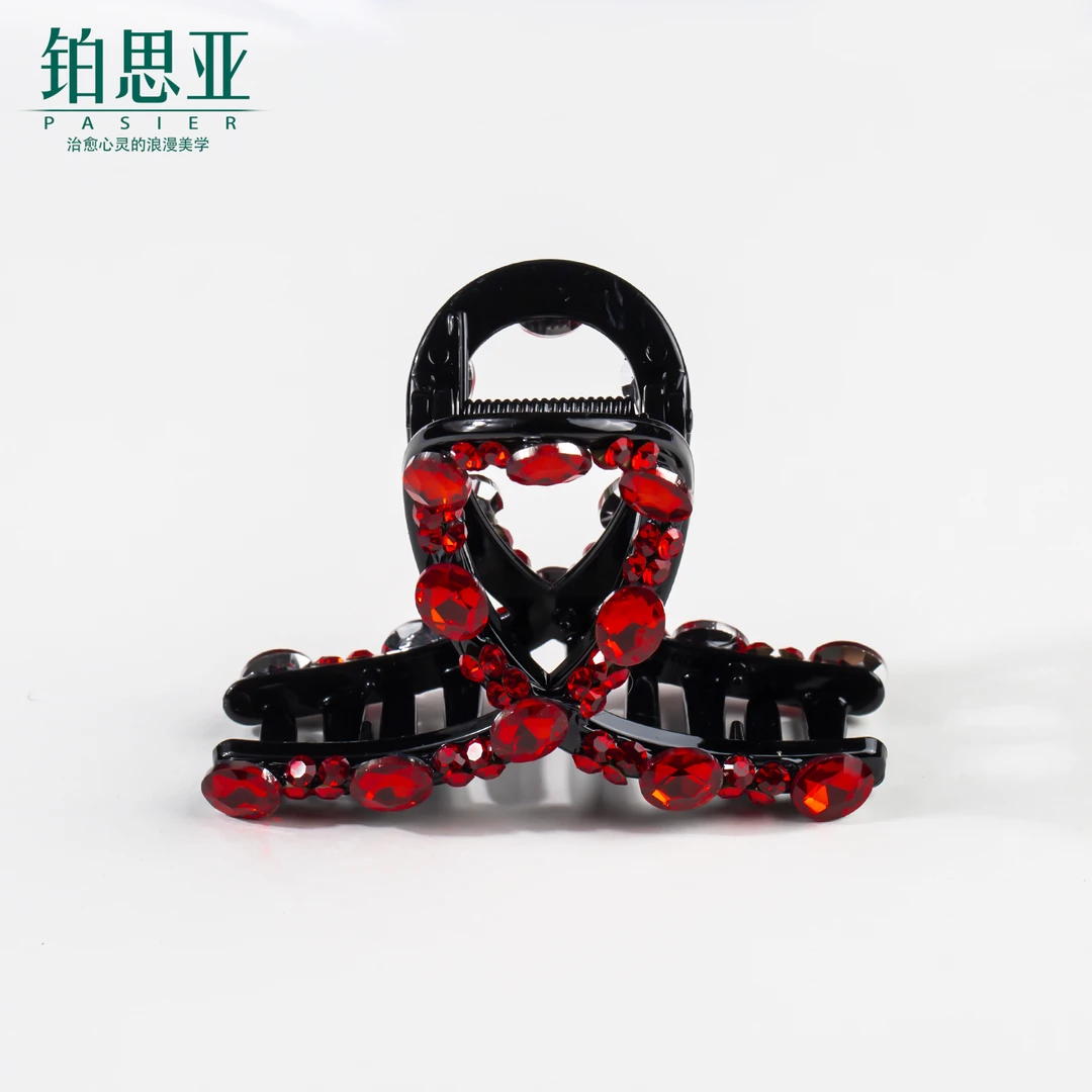 铂思亚【红玉】气质百搭优雅简约抓夹8cm  FS4830红