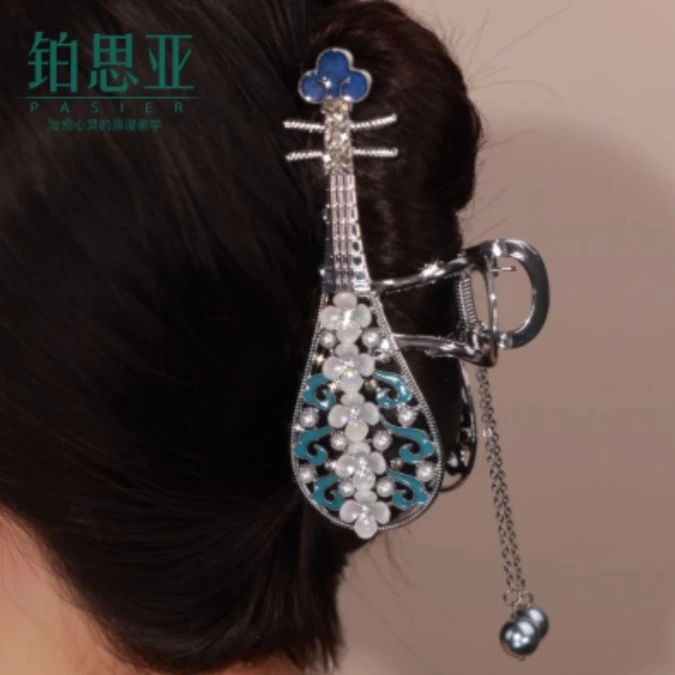 铂思亚 琵琶流苏鲨鱼夹仙气质发夹BD  FS3157黑
