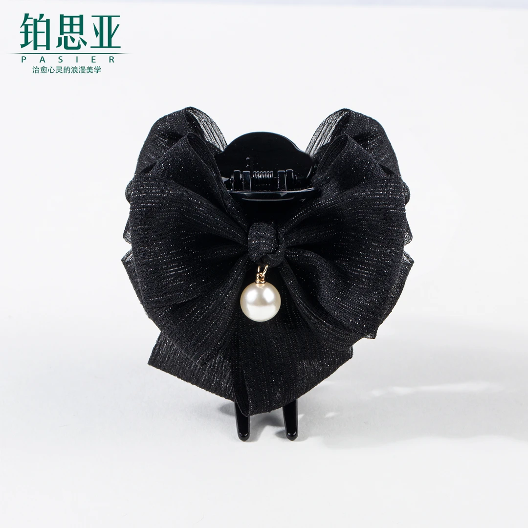 铂思亚双层银丝雪纺显发量多种用法百搭款丸子头优雅马尾夹ins