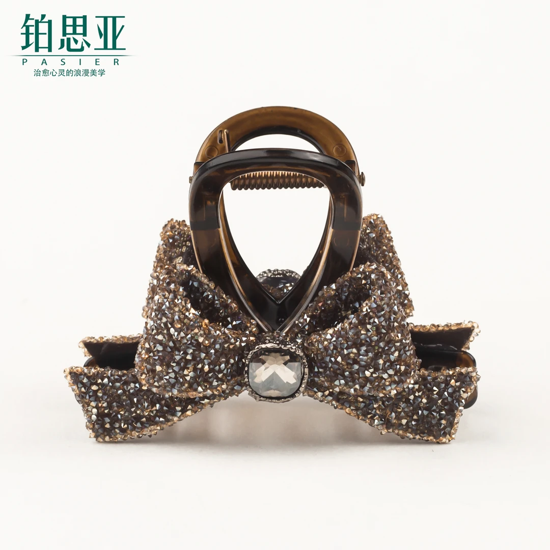 巧克力 网红气质时尚八公分大号蝴蝶结精致高级鲨鱼夹抓夹FS8618