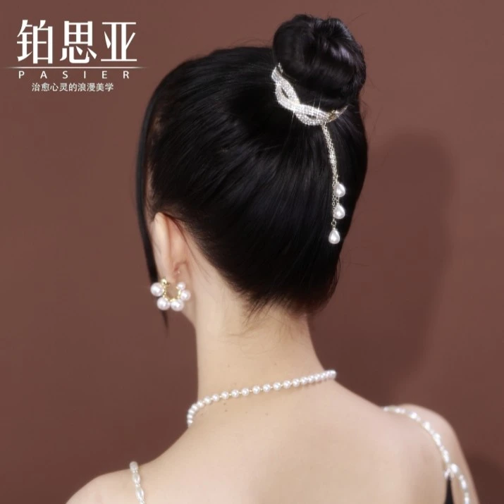 铂思亚轻奢时尚浪漫优雅满钻马尾扣FS647钻