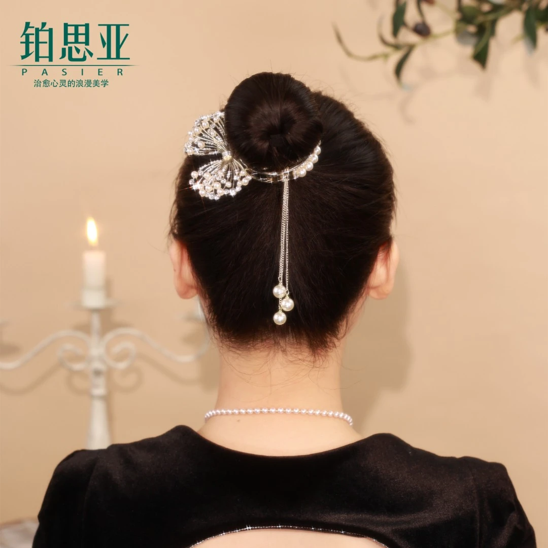 铂思亚 铜合金仿珍珠发饰 【戴慧】轻奢优雅百搭花苞丸子头简约时尚